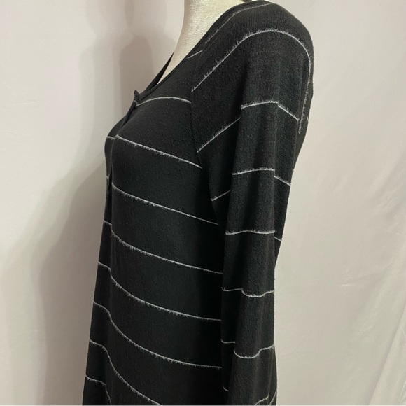 SO Perfectly Soft Black & White Henley Sweater Knee Length Dress Size M #1359 - Picture 3 of 9